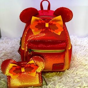 Loungefly Disney ombré mini backpack and wallet